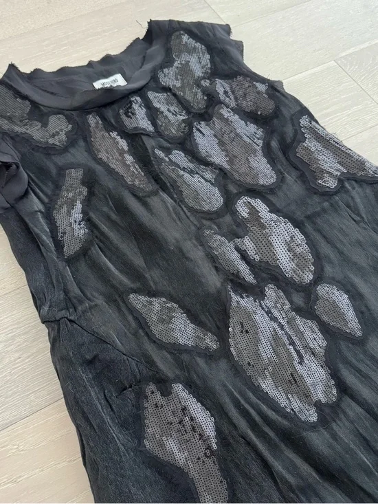 Moschino Jeans Silk Shift Dress with Sequin Embroidery - Size M - Picture 3 of 7